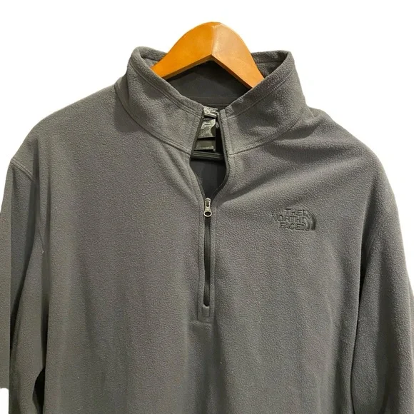The North Face Men's Medium Long Sleeve 1/4 Zip Pullover Fleece Gray Top 1/4 zip - Picture 2 of 5